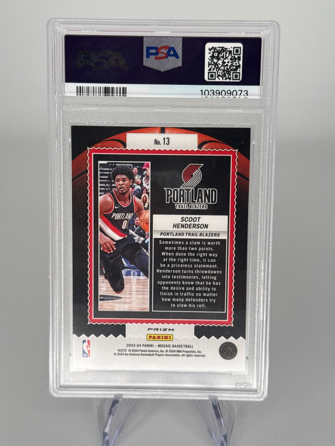 Scoot Henderson 2023 Panini Mosaic Jam Masters Green Mosaic Rookie, PSA 10 Gem Mint