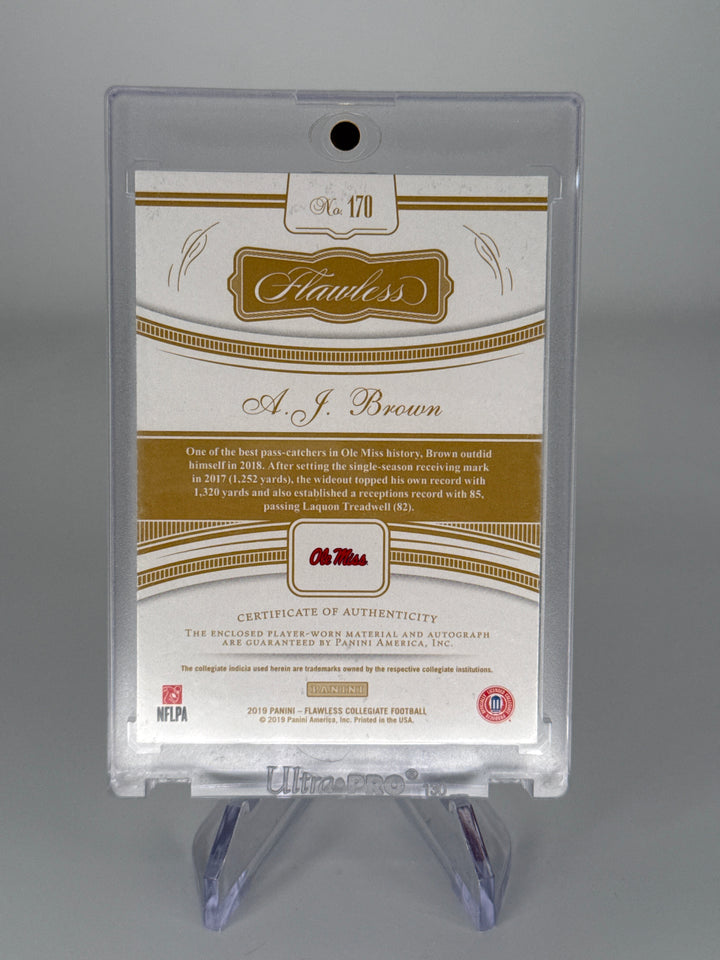 AJ Brown 2019 Panini Flawless Collegiate Rookie Patch Auto Sapphire, 15/15