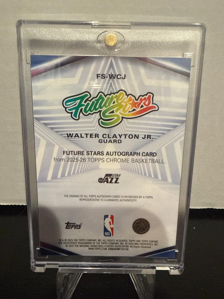 Walter Clayton Jr 2025 Topps Chrome Future Stars Orange Refractor Rookie Auto, 24/25