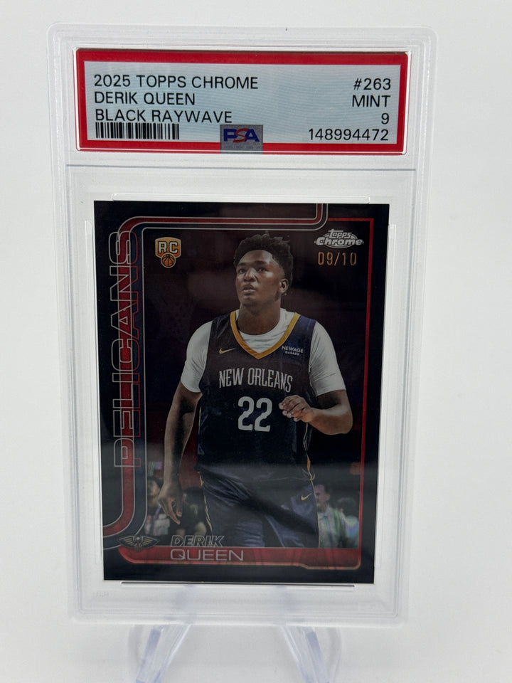 Derik Queen 2025 Topps Chrome Black Raywave Rookie, 09/10, PSA 9 Mint
