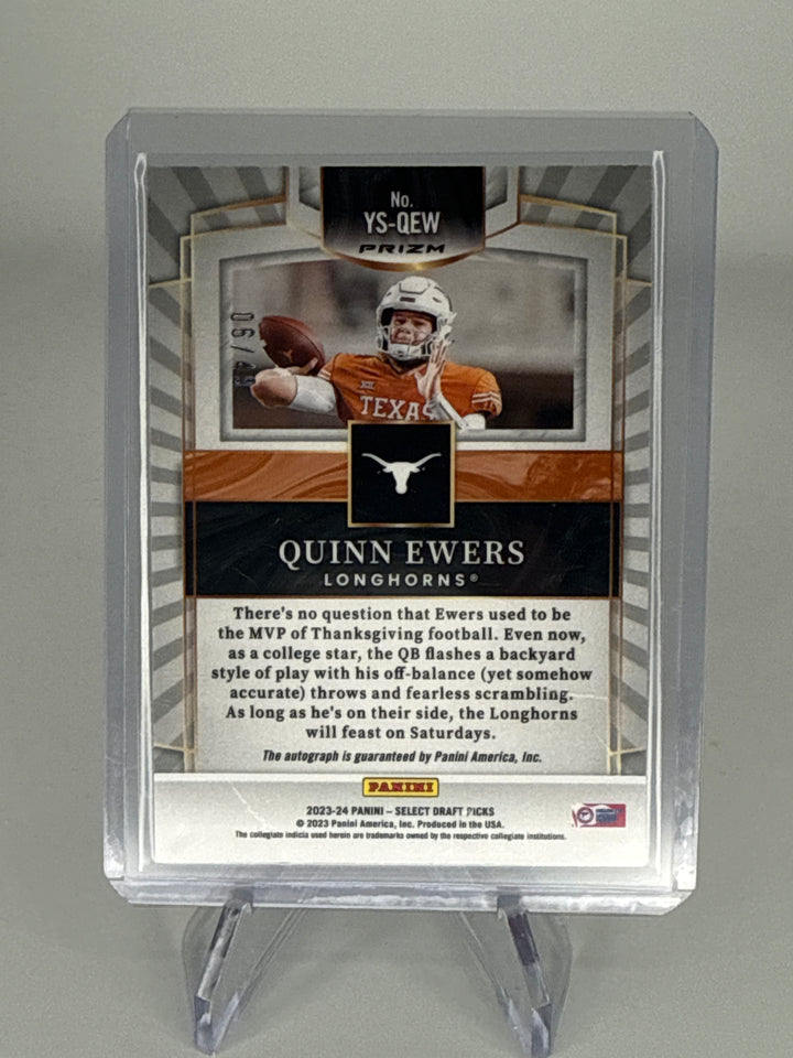 Quinn Ewers 2023 Panini Select Draft Picks Youth Explosion Orange Prizm Auto, 06/49