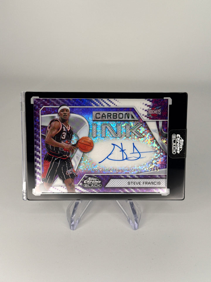 Steve Francis 2026 Topps Chrome Black Carbon Ink Purple Mini Diamond Auto, 14/75