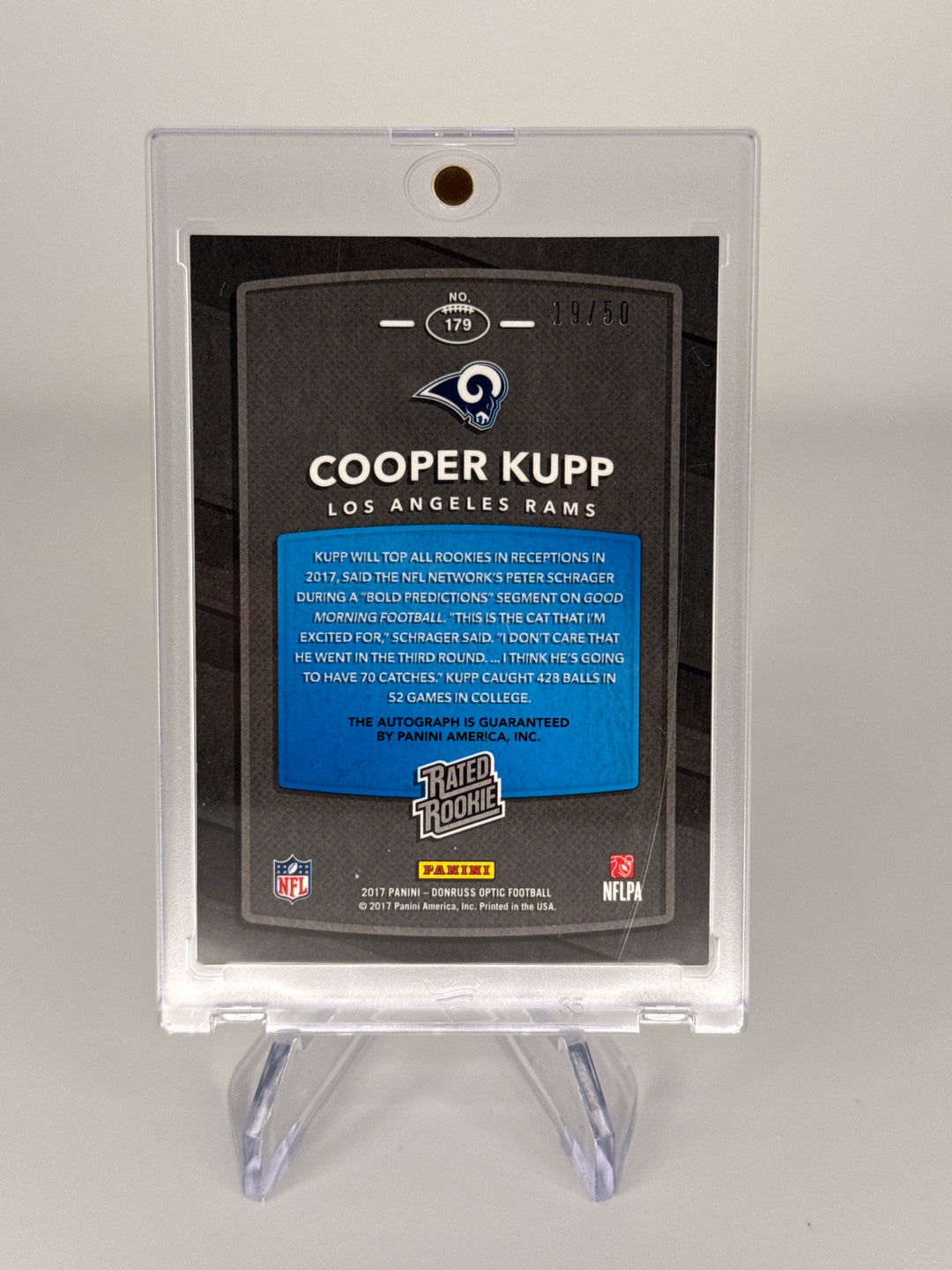 Cooper Kupp 2017 Panini Donruss Optic Red Rookie Auto, 19/50