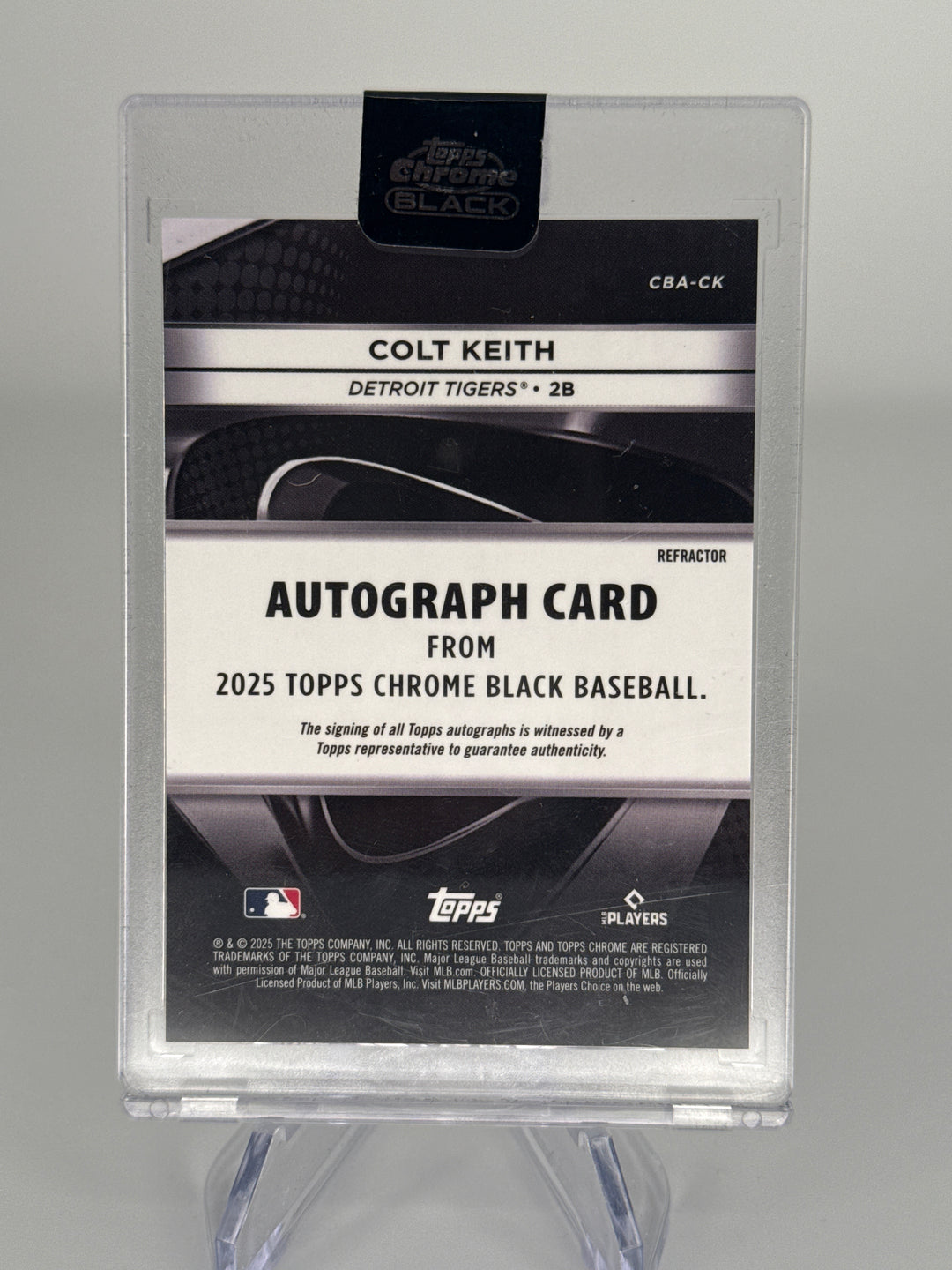 Colt Keith 2025 Topps Chrome Black Refractor Auto, 004/199