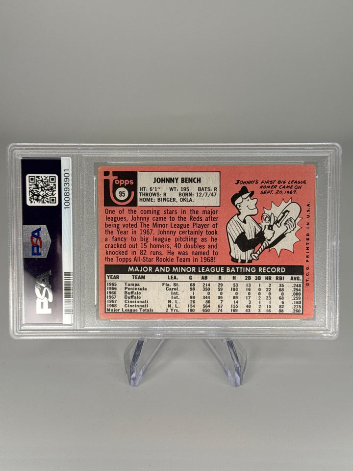 Johnny Bench 1969 Topps All-Star Rookie, PSA Authentic Auto