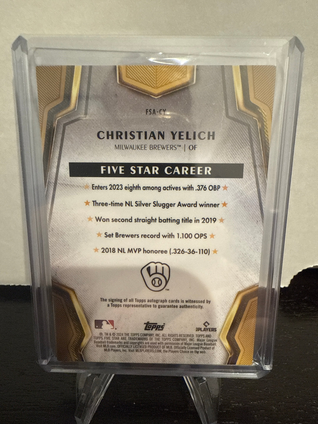 Christian Yelich 2024 Topps Five Star Auto