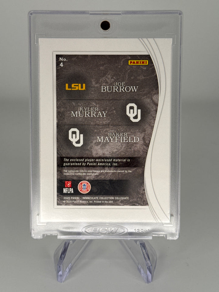 Joe Burrow/Kyler Murray/Baker Mayfield 2020 Panini Immaculate Collegiate Triple Relic, 16/99