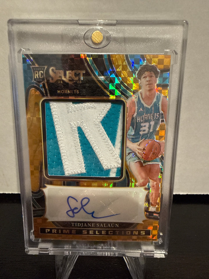 Tidjane Salaun 2024-2025 Panini Select Rookie Patch Auto Gold, 02/10