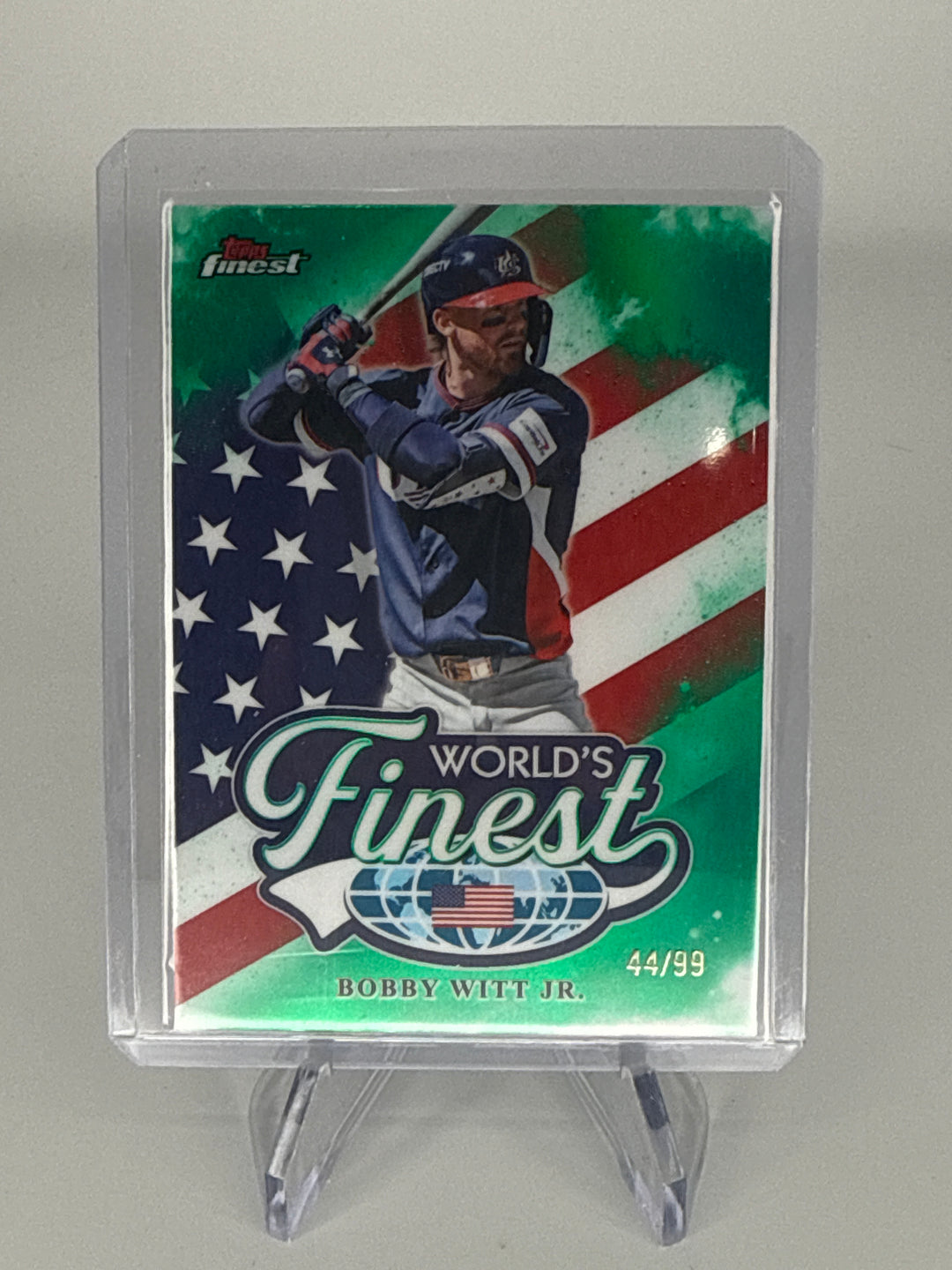 Bobby Witt Jr. 2026 Topps Finest Worlds Finest Green Refractor, 44/99