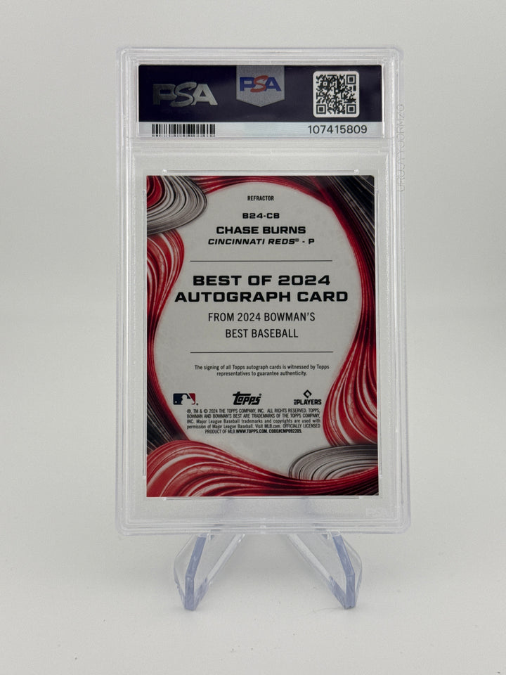 Chase Burns 2024 Bowman's Best Best of 2024 Refractor Auto, PSA 10 Gem Mint
