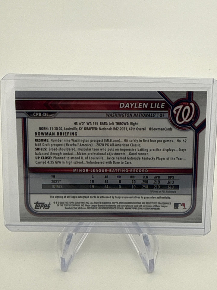 Daylen Lile 2022 Bowman Chrome Sparkle Refractor 1st Auto, 103/299