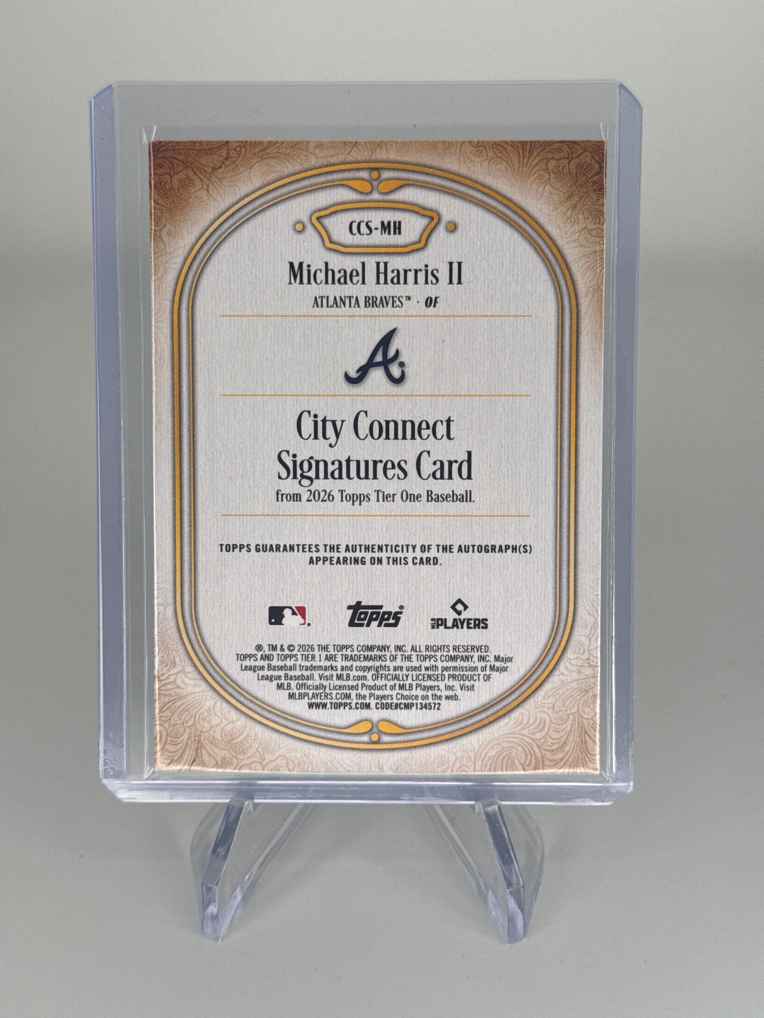 Michael Harris 2026 Topps Tier One City Connect Auto, 153/199