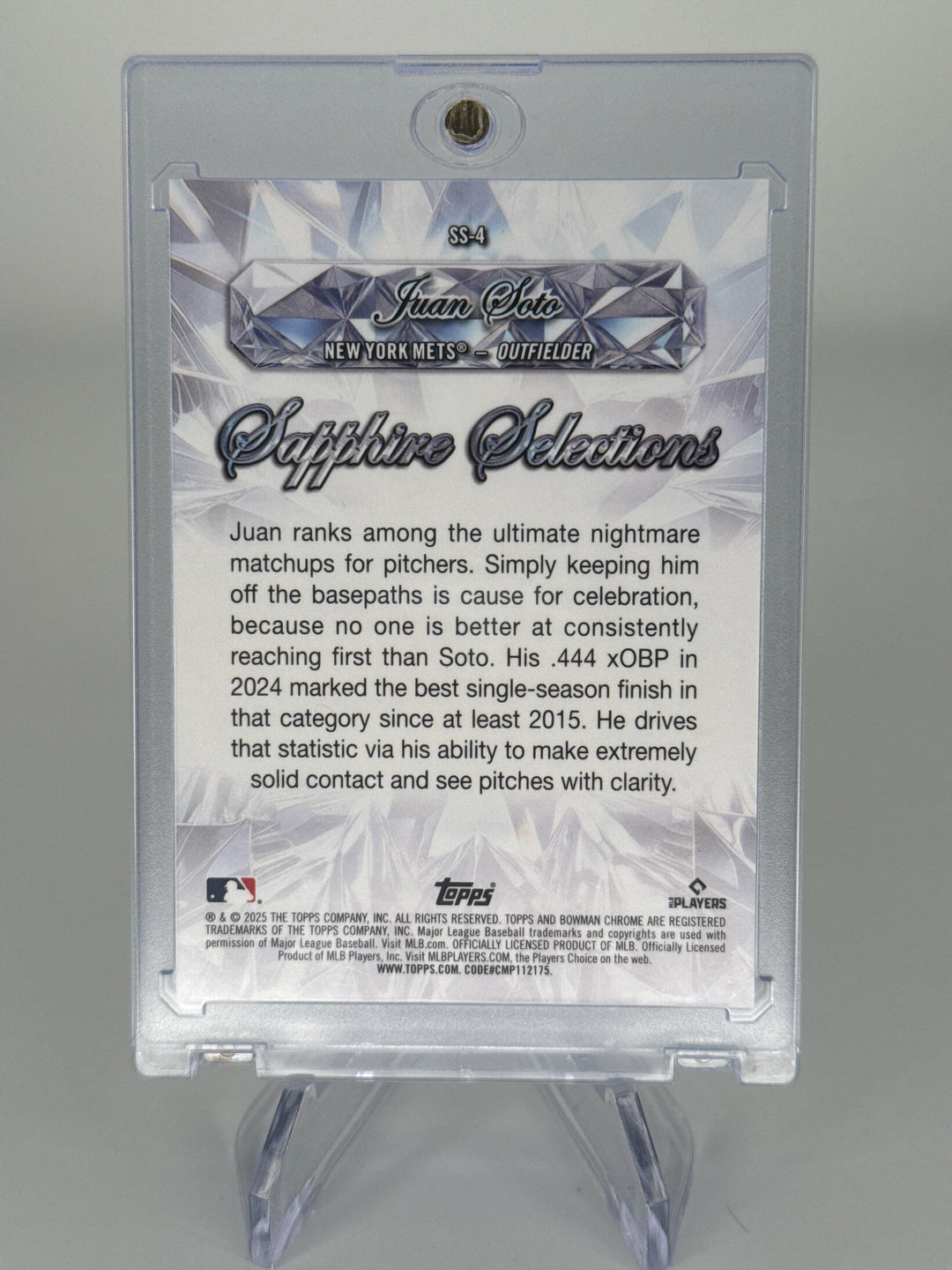 Juan Soto 2025 Bowman Chrome Sapphire Selections Gold, 14/50