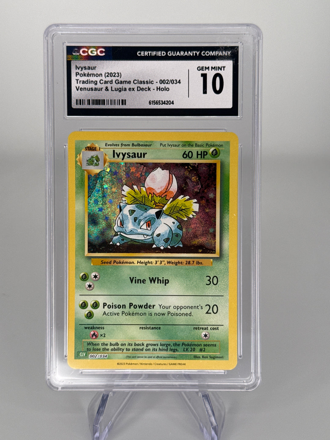 Pokemon TCG 2023 Ivysaur Venusaur & Lugia EX Deck Holo, 002/034, CGC 10 Gem Mint