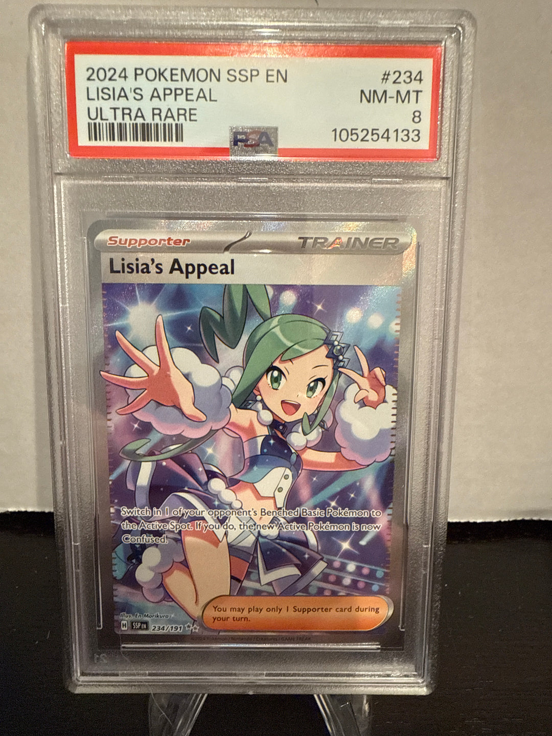 Pokémon TCG 2024 Lisia's Appeal Trainer Surging Sparks, 234/191, PSA 8