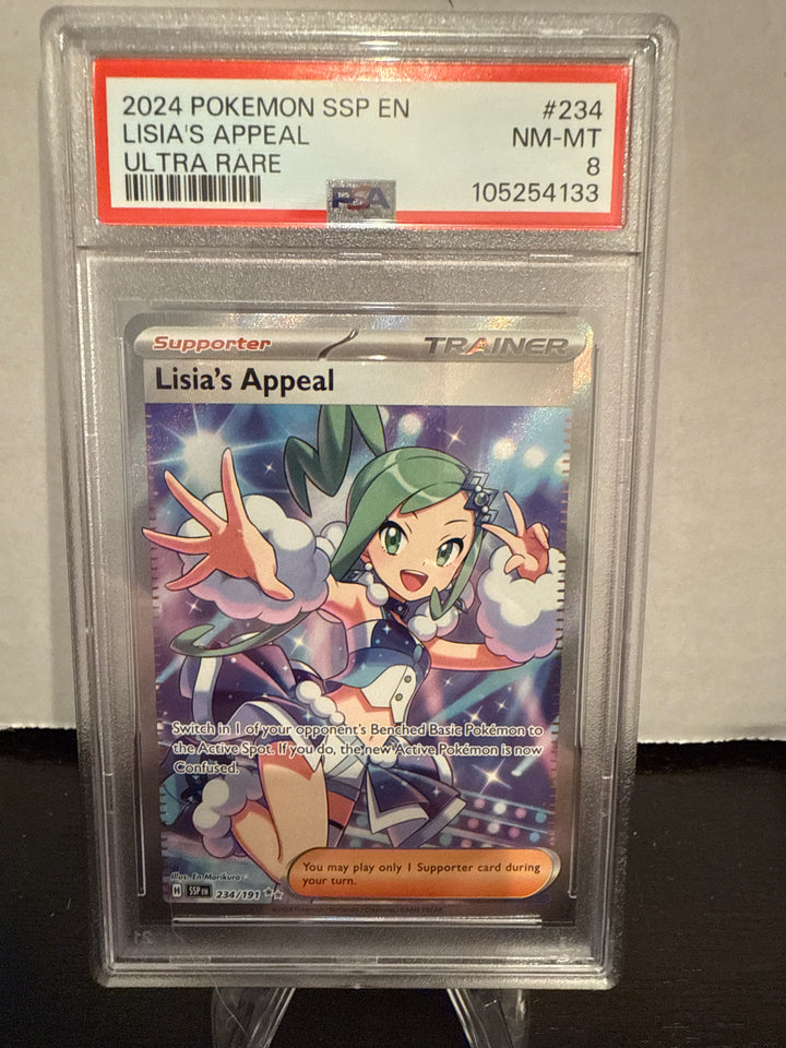 Pokémon TCG 2024 Lisia's Appeal Trainer Surging Sparks, 234/191, PSA 8