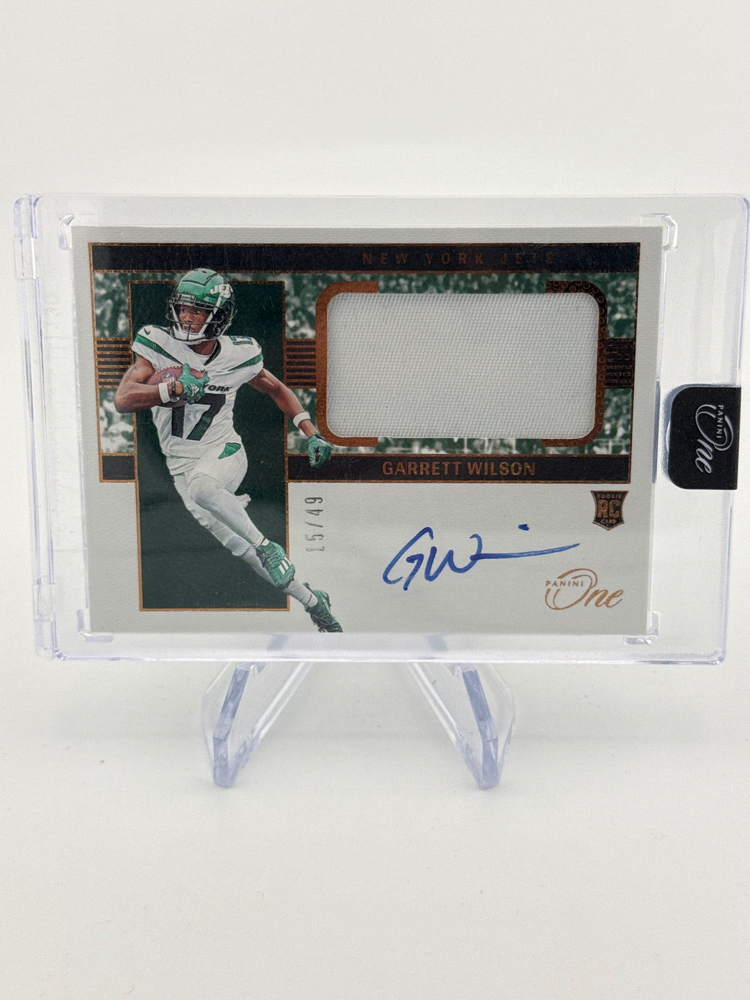 Garrett Wilson 2022 Panini One Rookie Patch Auto, 15/49