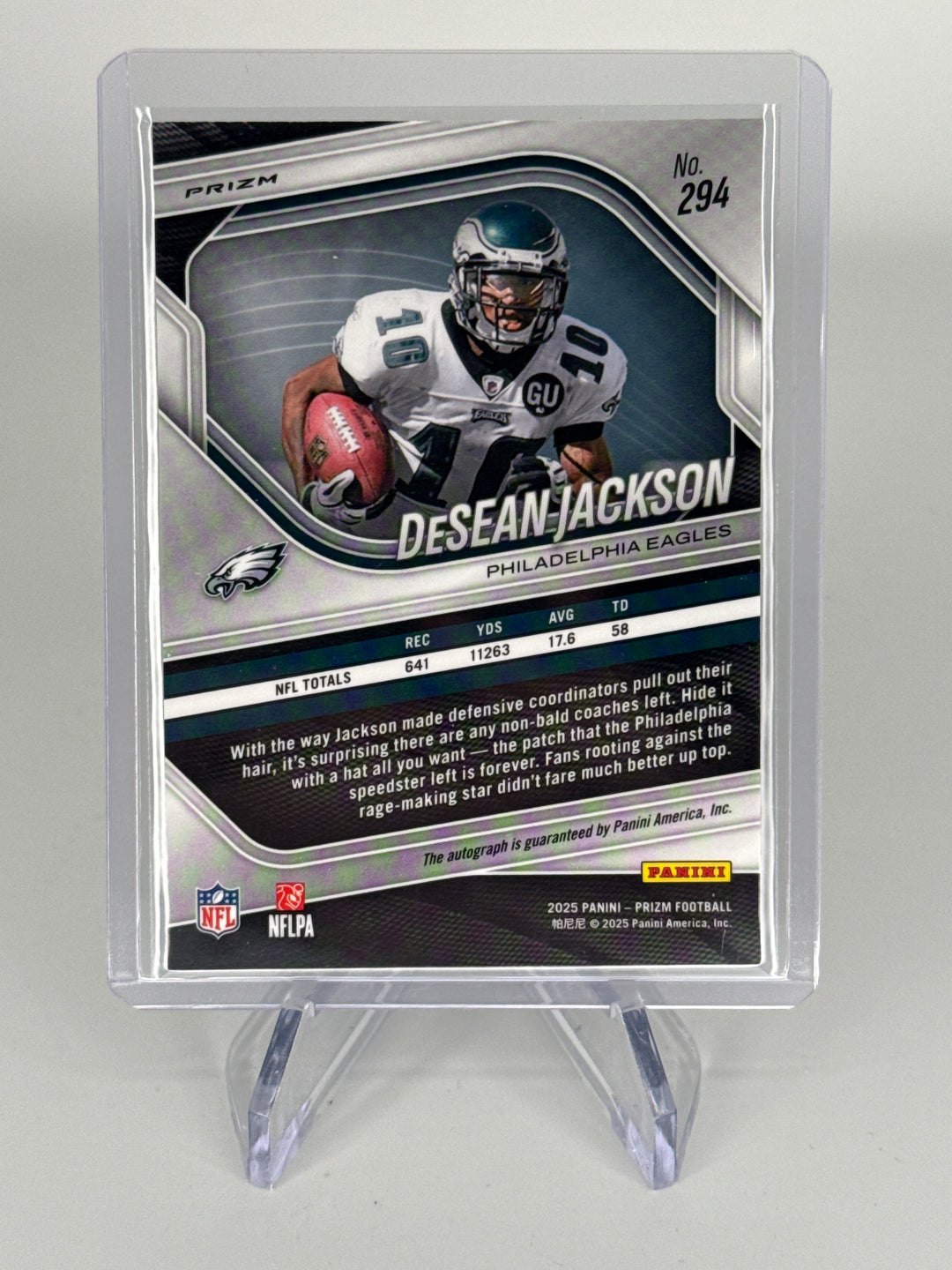 DeSean Jackson 2025 Panini Prizm Silver Auto