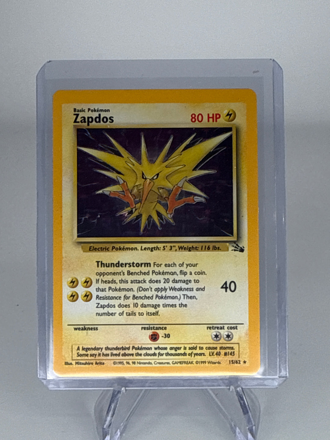 Pokemon TCG 1999 Zapdos Fossil Set Holo, 15/62