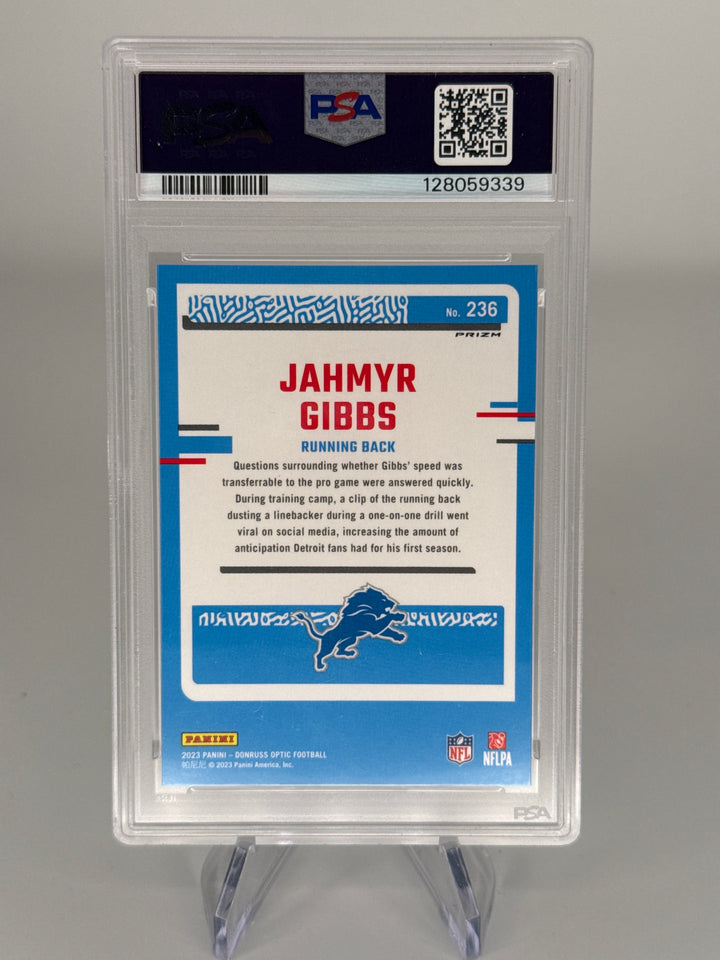 Jahmyr Gibbs 2023 Panini Donruss Optic Holo Rookie, PSA 9 Mint
