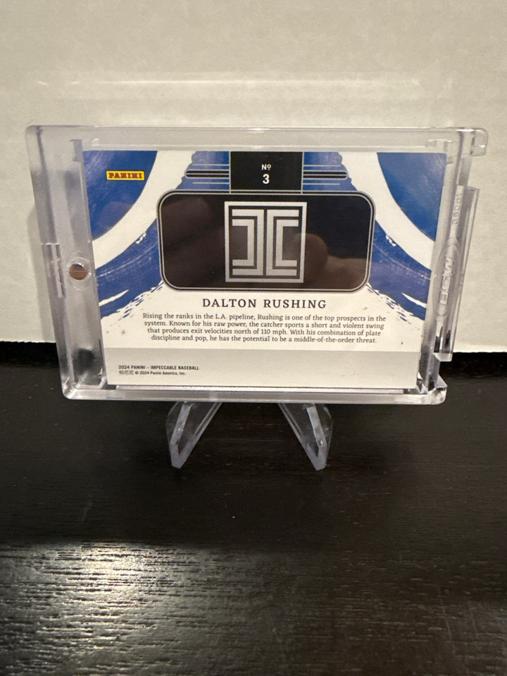 Dalton Rushing 2024 Panini Impeccable Silver Bar Rated Prospect, 08/25