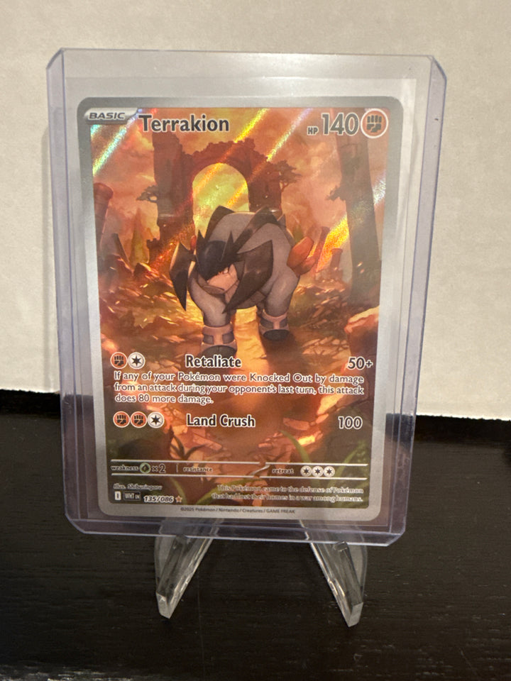 Pokemon TCG 2025 Terrakion White Flare Full Art Illustration Rare, 135/086