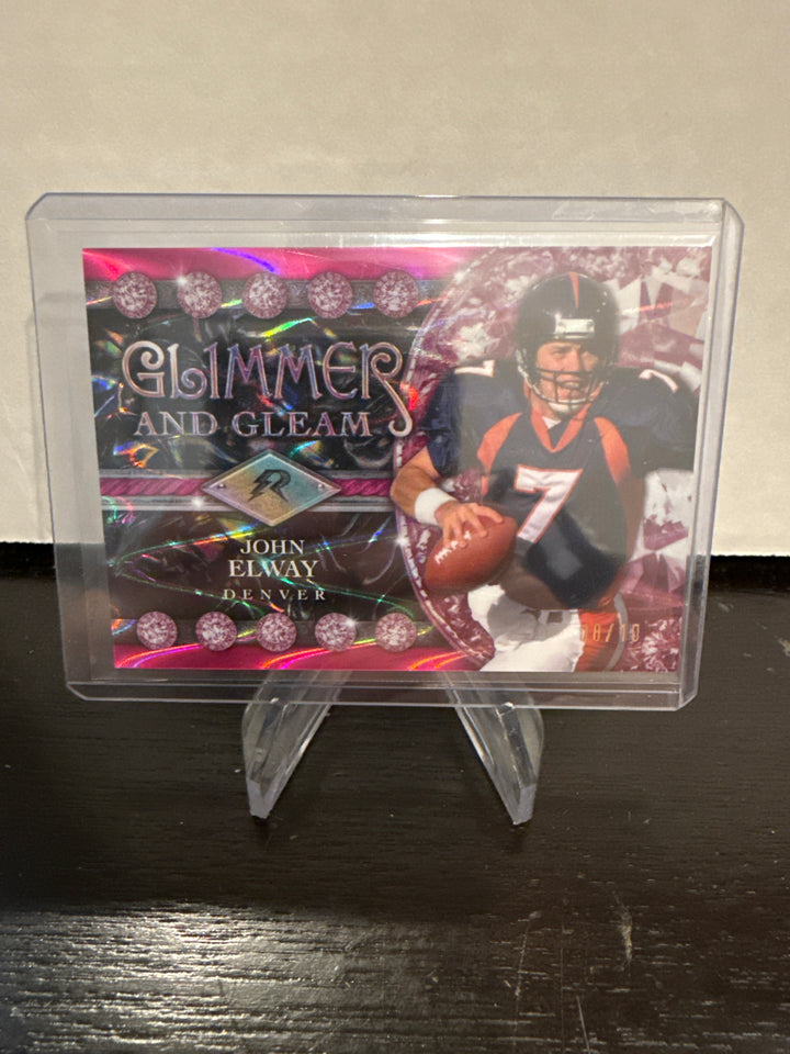 John Elway 2025 Topps Resurgence Glimmer and Gleam Pink Refractor, 08/10