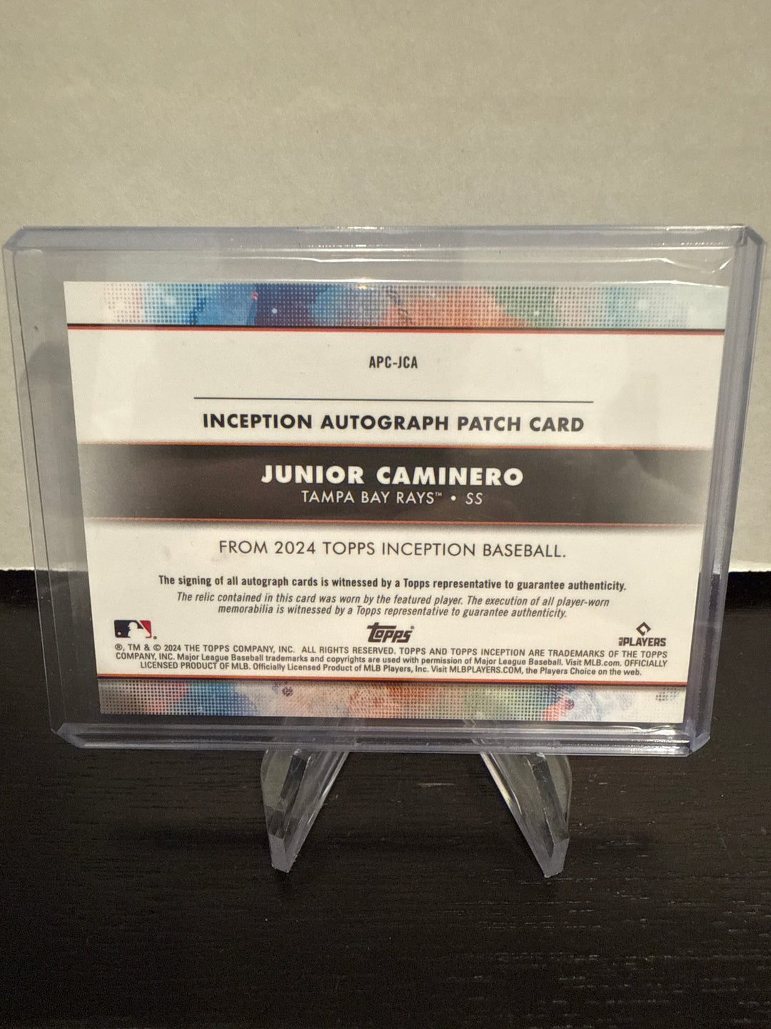 Junior Caminero 2024 Topps Inception Rookie Patch Auto, 092/200