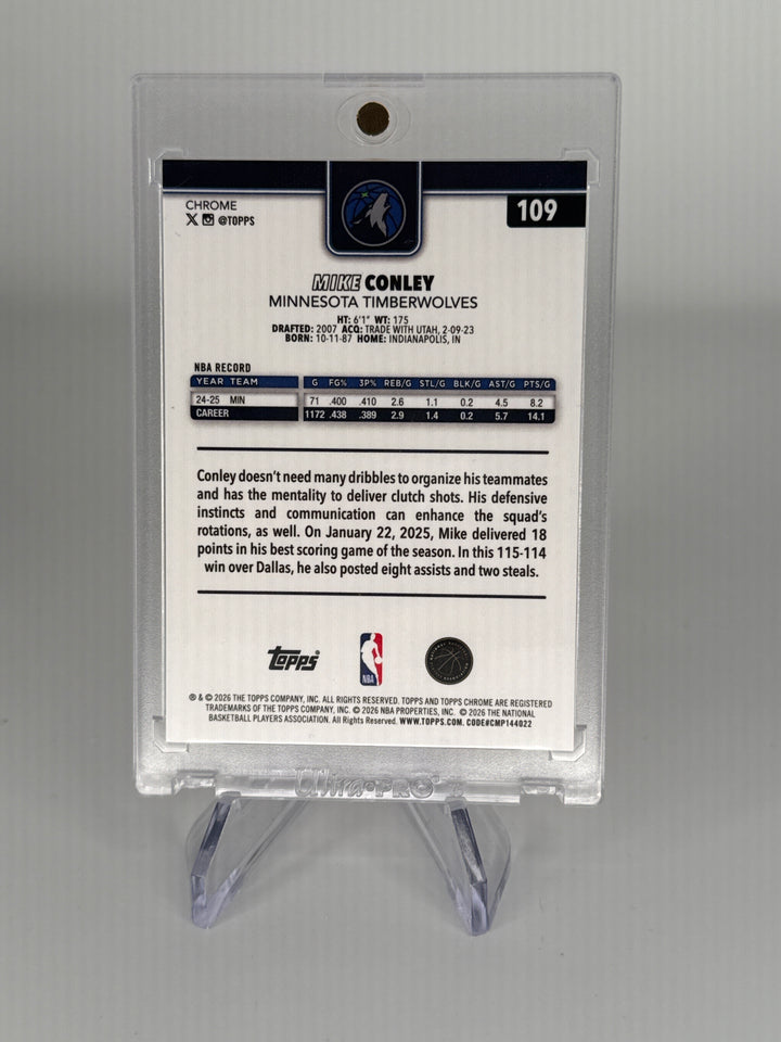 Mike Conley 2026 Topps Chrome Red Wave Refractor, 4/5