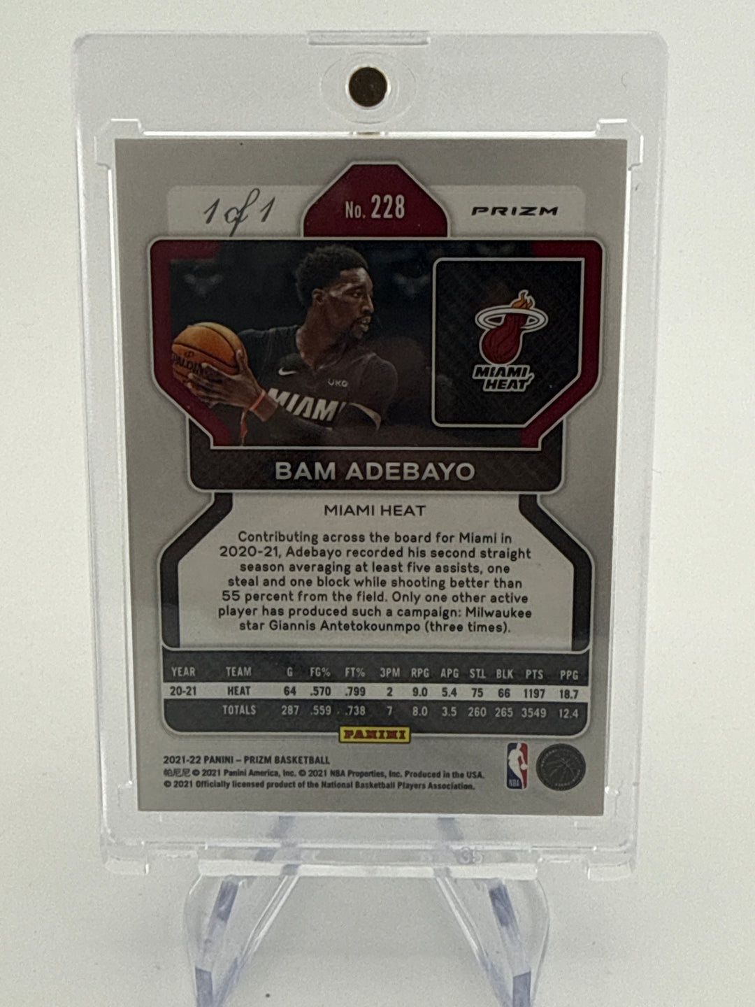 Bam Adebayo 2021 Panini Prizm Black Shimmer 1/1