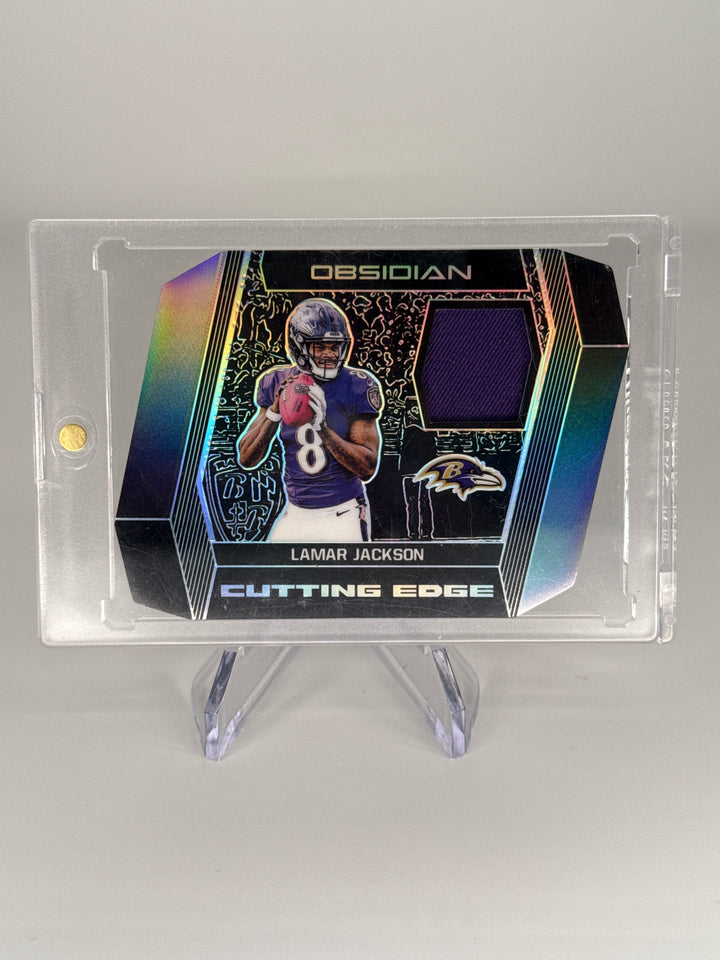 Lamar Jackson 2018 Panini Obsidian Cutting Edge Rookie Relic, 12/50