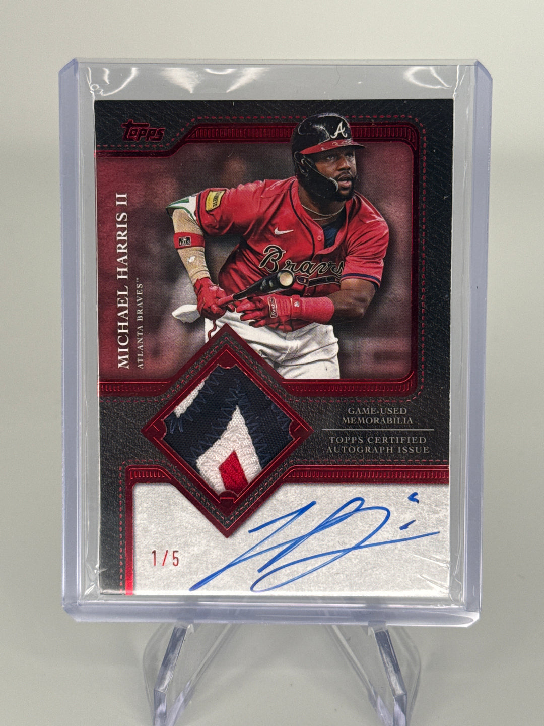 Michael Harris 2025 Topps Flagship Auto Relic Red, 1/5