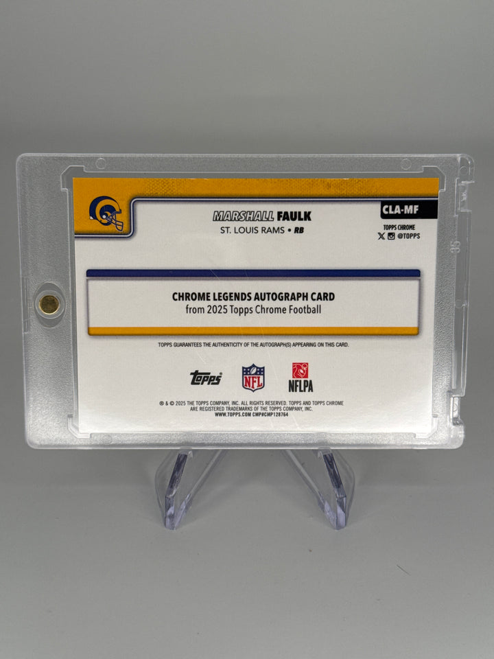 Marshall Faulk 2025 Topps Chrome Gold Refractor Auto, 46/50