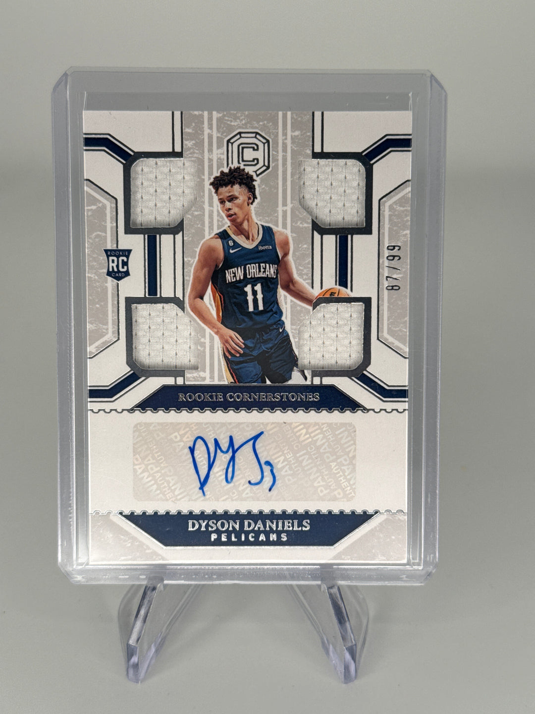 Dyson Daniels 2023 Panini Chronicles Cornerstones Quad Relic Rookie Patch Auto, 87/99