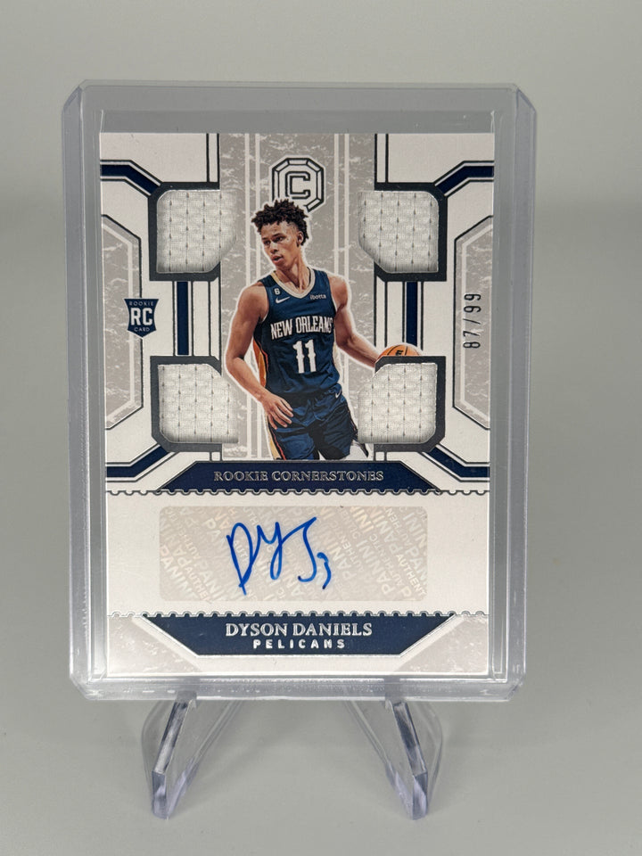 Dyson Daniels 2023 Panini Chronicles Cornerstones Quad Relic Rookie Patch Auto, 87/99