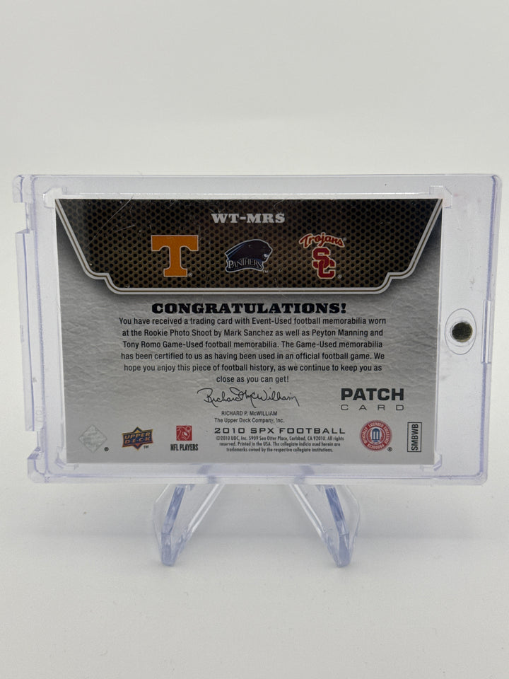 Peyton Manning/Tony Romo/Mark Sanchez 2010 Upper Deck SPX Winning Trios Game Used Relics, 14/15