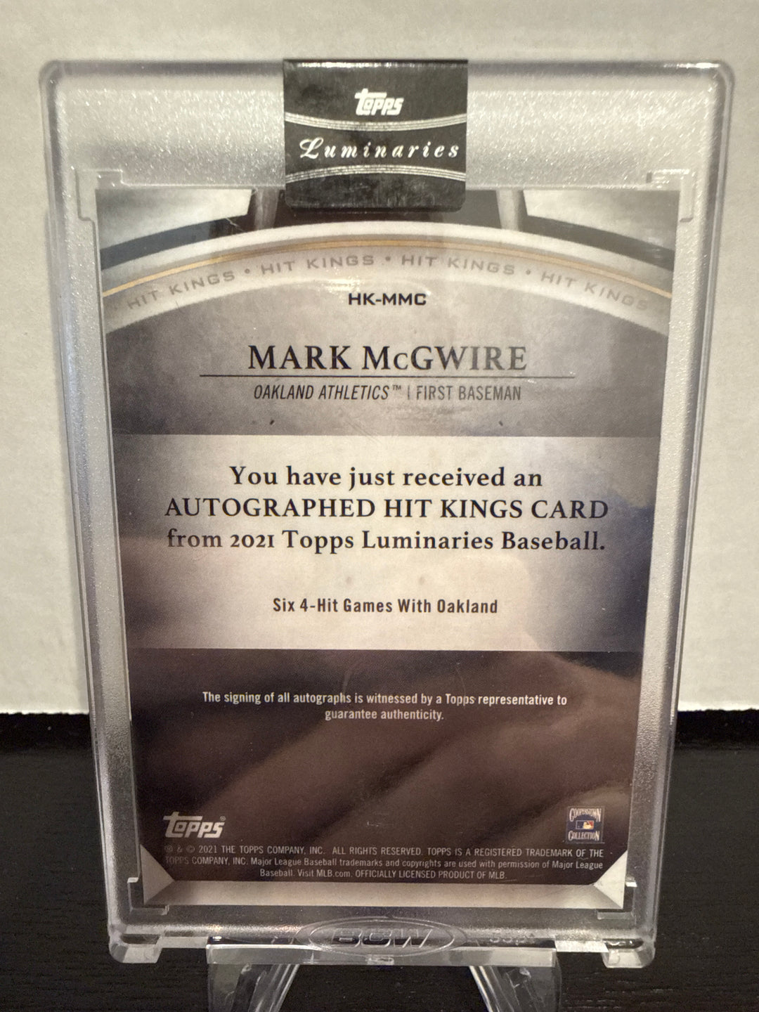 Mark McGwire 2021 Topps Luminaries Hit Kings Auto, 1/1