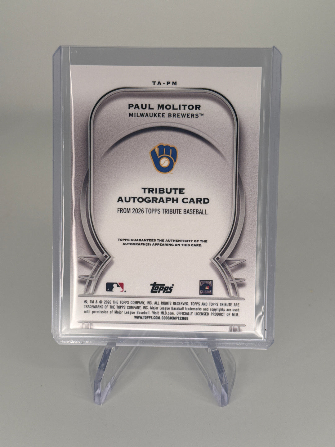 Paul Molitor 2026 Topps Tribute Gold Auto, 03/50