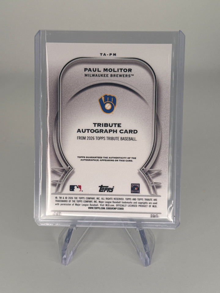 Paul Molitor 2026 Topps Tribute Gold Auto, 03/50