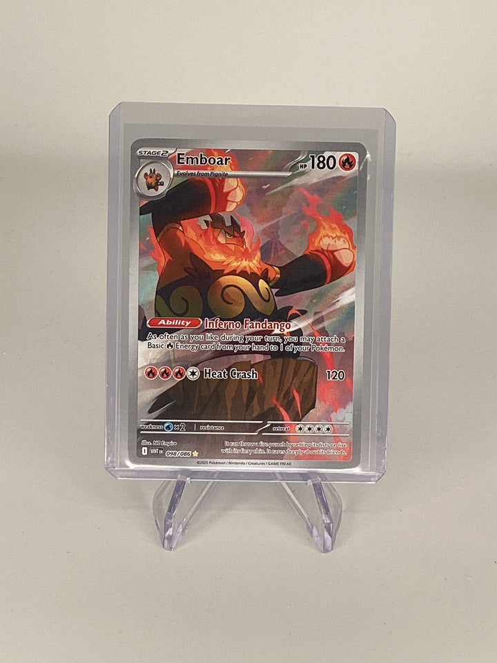 Pokemon TCG 2025 Emboar White Flare Full Art Illustration Rare, 098/086