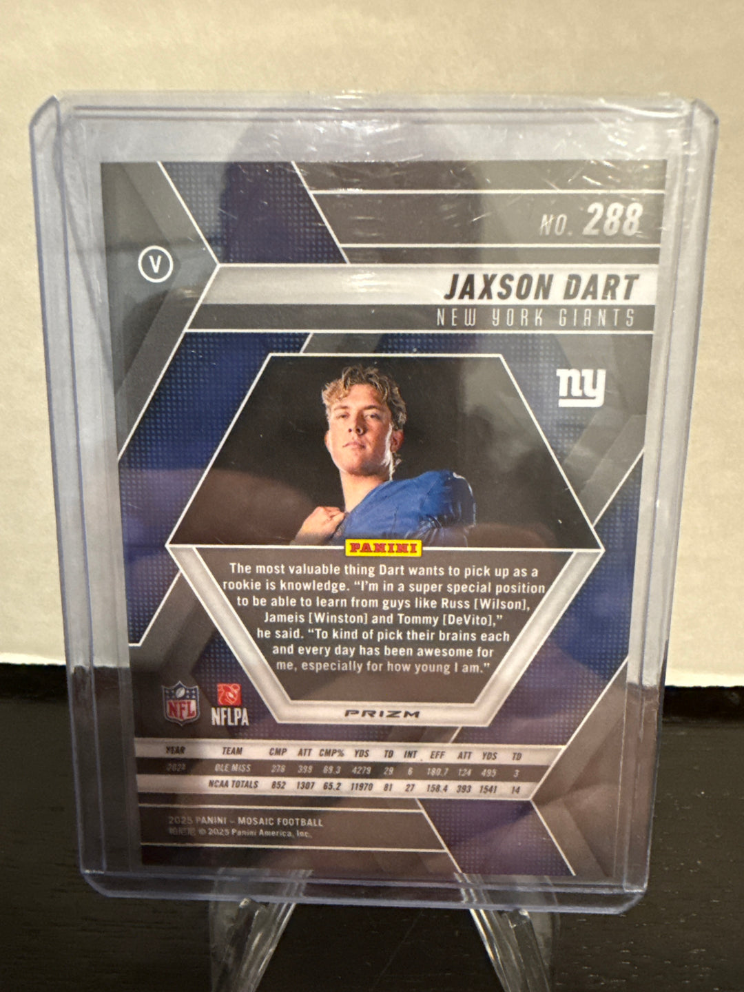 Jaxson Dart 2025 Panini Mosaic Green Mosaic Image Variation Rookie