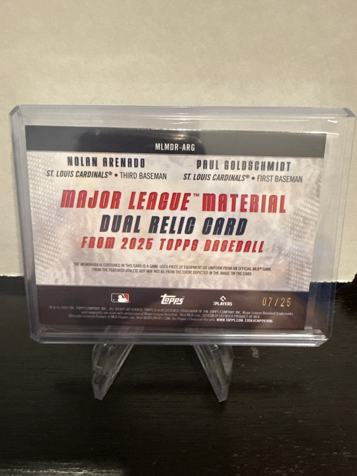 Nolan Arenado/Paul Goldschmidt 2025 Topps Dual Relic, 07/25