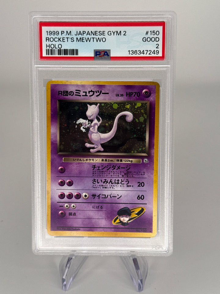 Pokemon TCG 1999 Japanese Rocket's Mewtwo Gym Challenge Holo, 150, PSA 2