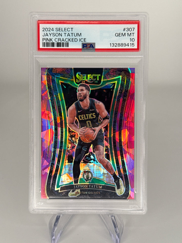 Jayson Tatum 2024 Panini Select Pink Cracked Ice, 53/99, PSA 10 Gem Mint