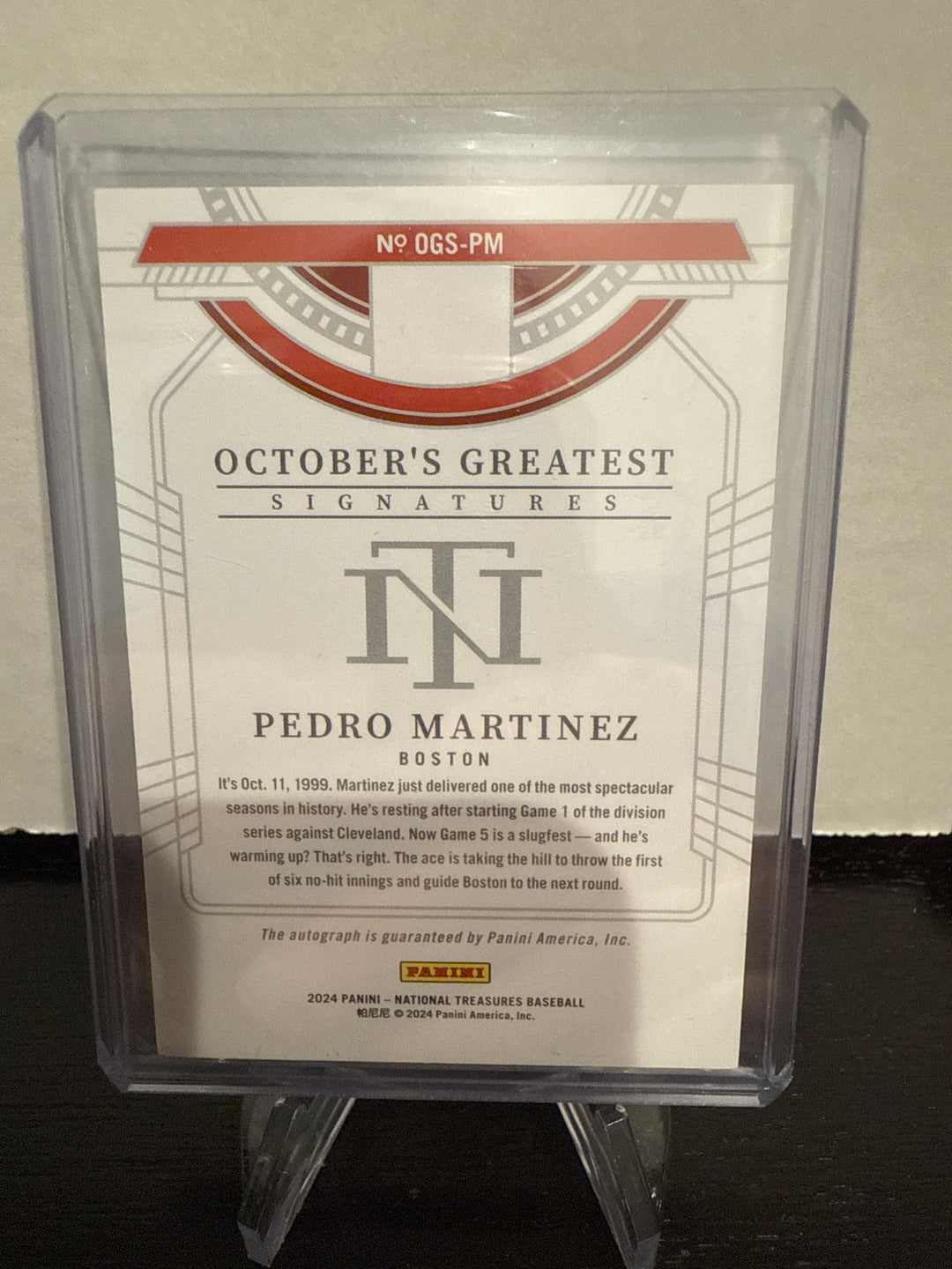 Pedro Martinez 2024 Panini National Treasures October's Greatest Auto, 02/10