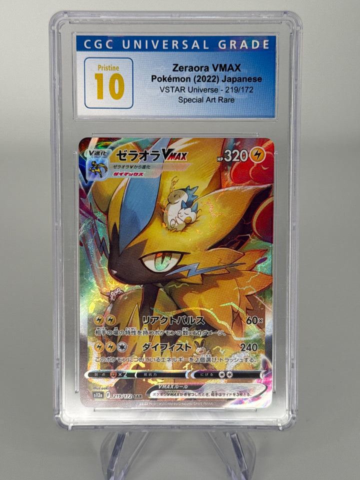 Pokemon TCG 2022 Zeraora VMax VStar Universe Special Art Rare, 219/172, CGC 10 Pristine