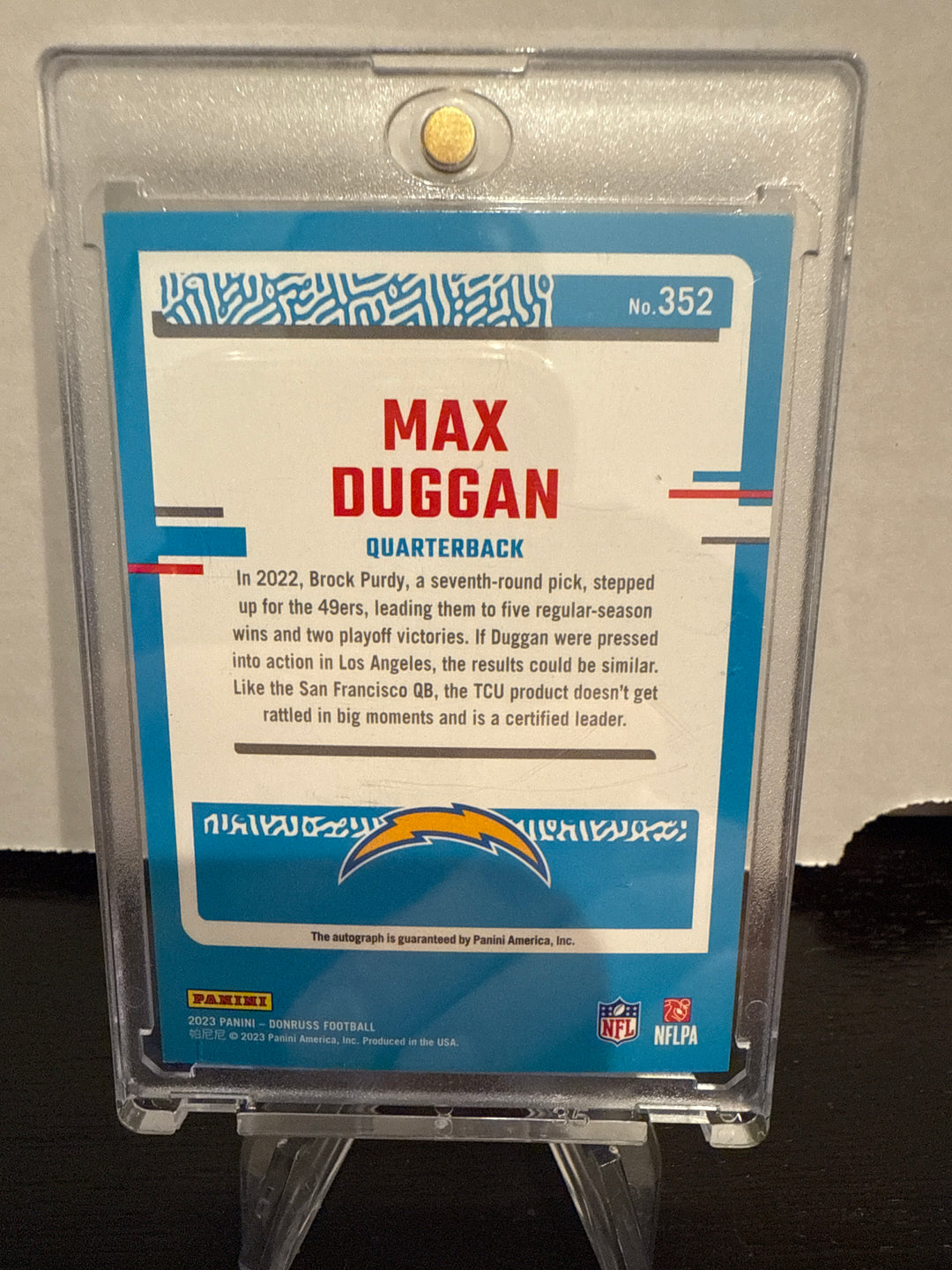 Max Duggan 2023 Panini Donruss Gold Rated Rookie Auto, 11/25
