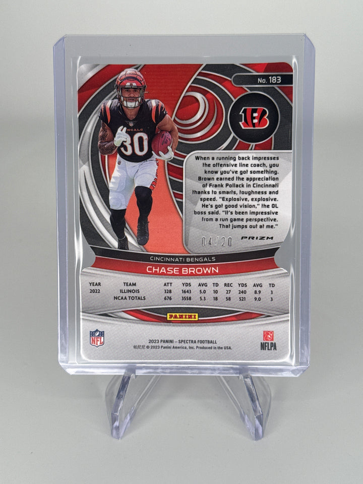 Chase Brown 2023 Panini Spectra Neon Pink Die Cut Rookie, 04/20