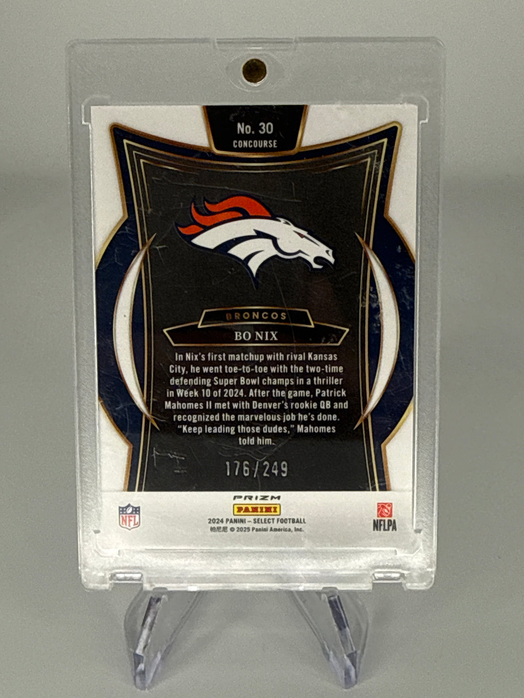 Bo Nix 2024 Panini Select Blue Prizm Rookie, 176/249