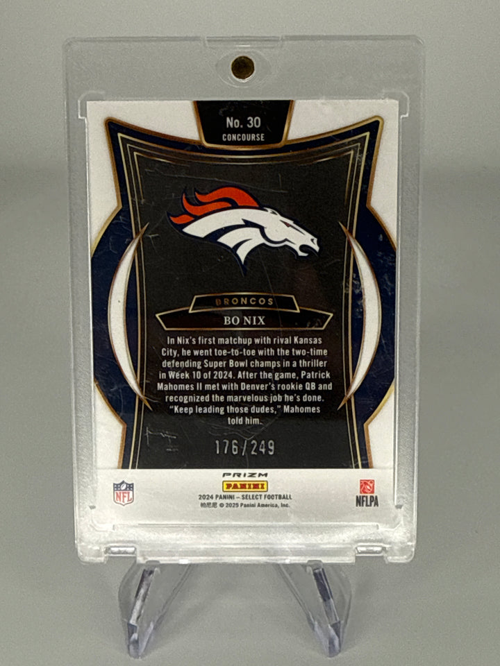 Bo Nix 2024 Panini Select Blue Prizm Rookie, 176/249